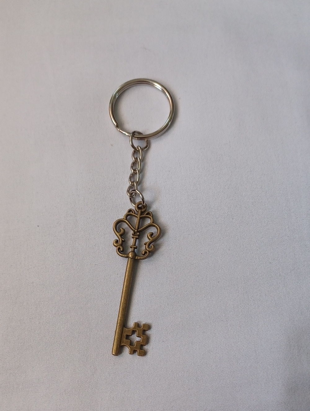 4/$40 New Antique Brass Key Charm Keychain